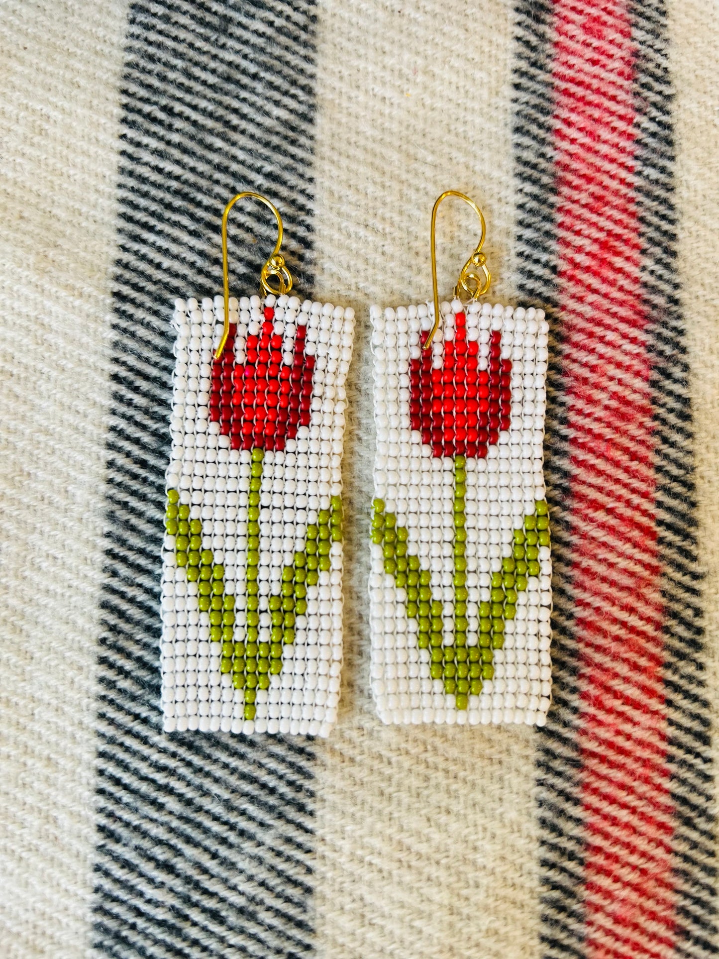 Red flower earrings