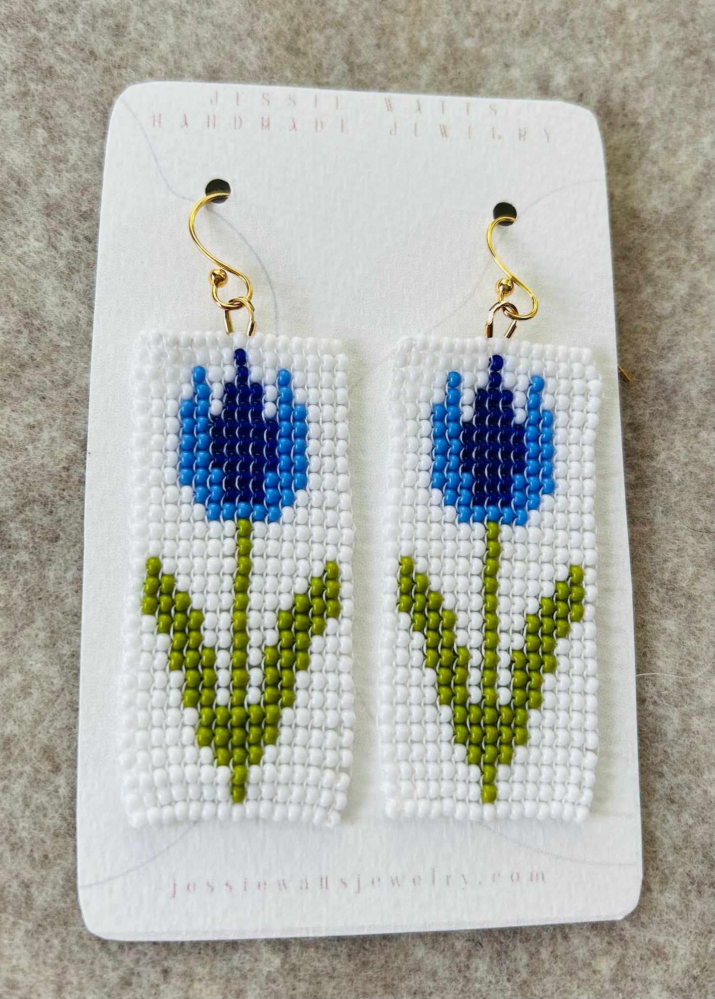 Blue flower earrings