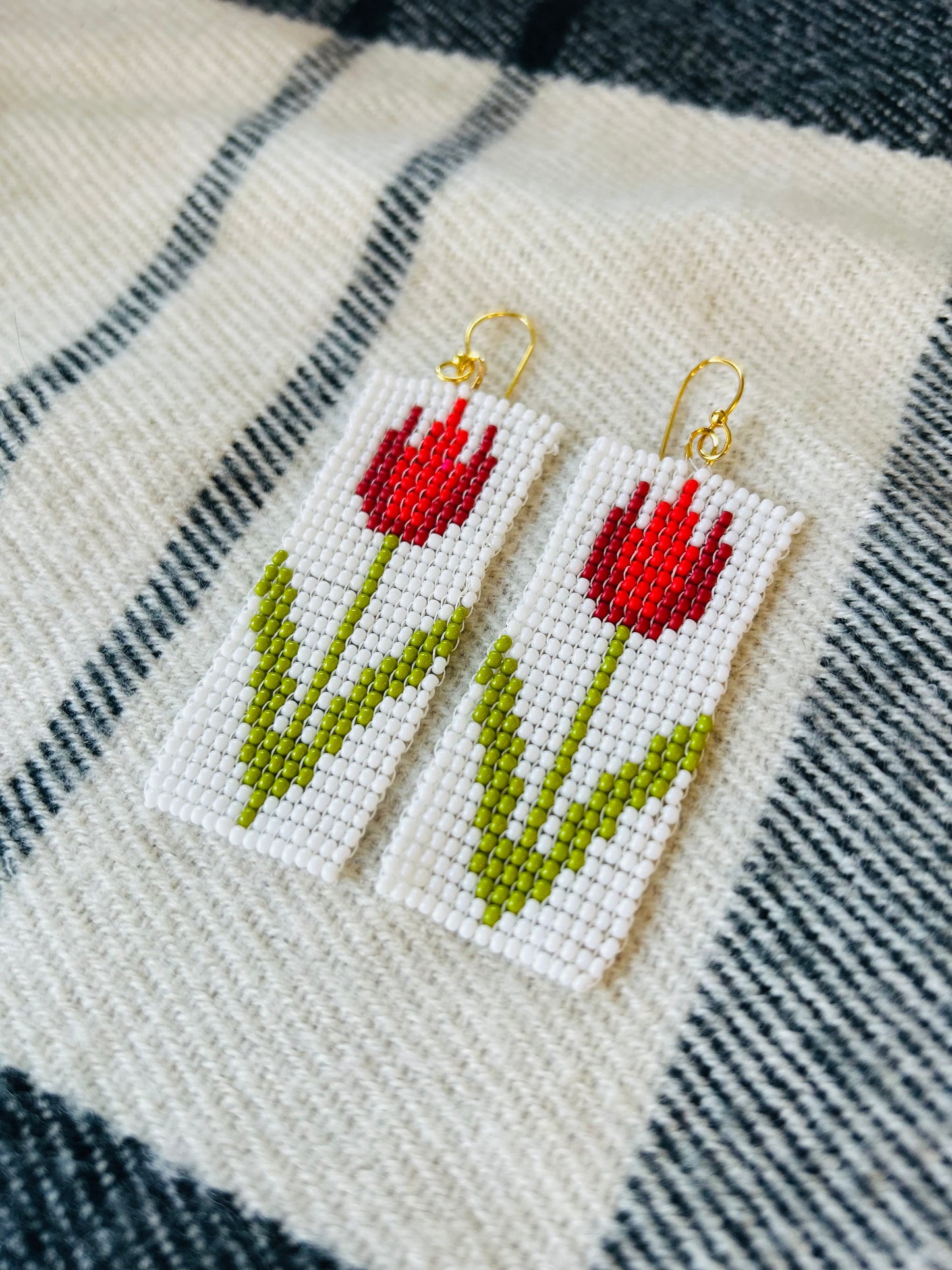 Red flower earrings