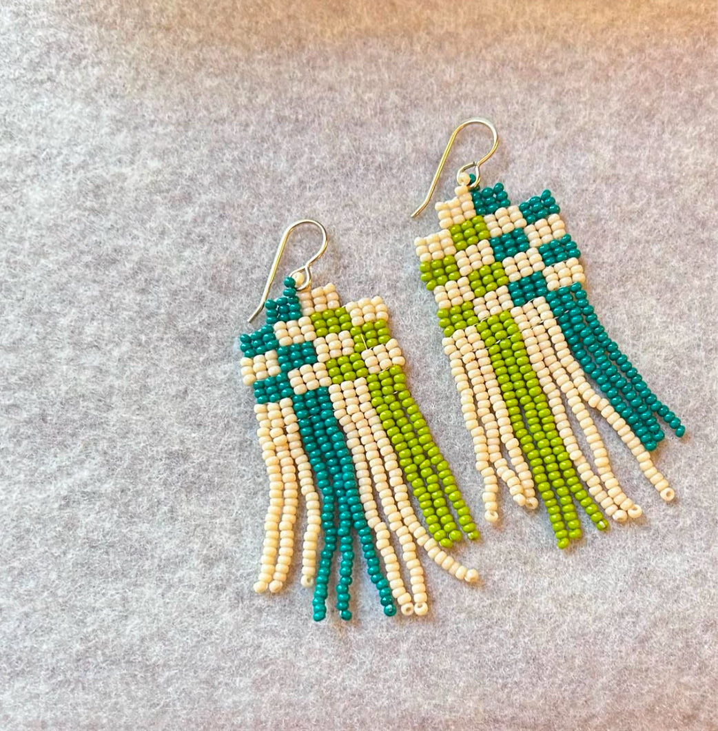 Green plaid earrings